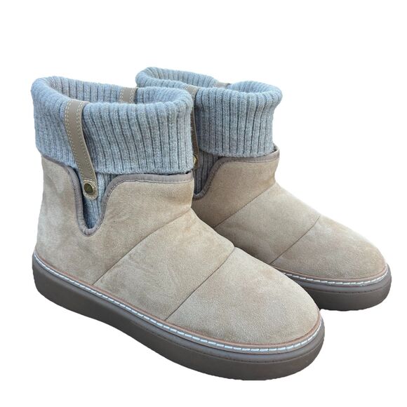 New Zara Women Flat Sock Ankle Boots Light Beige Size US 8 UK 7 EUR 39 - Picture 1 of 11